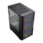 Gabinete Gamer Acegeek Stratus Mesh, ARGB, Lateral de Vidro, Preto, 3 Fans,  AG-STRATUS-MESH-BK-I3F-ARGB