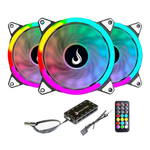 Kit com 3 Fans Rise Mode Energy, 120mm, ARGB, Preto - FN-02-RGB-5V