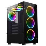 Gabinete Gamer Rise Mode Glass 06x ARGB, Lateral e Frente em Vidro, 6x Fans, Preto - RM-CA-06XB-ARGB