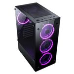 Gabinete Gamer Rise Mode Glass 06x ARGB, Lateral e Frente em Vidro, 6x Fans, Preto - RM-CA-06XB-ARGB