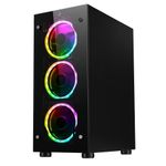 Gabinete Gamer Rise Mode Glass 06x ARGB, Lateral e Frente em Vidro, 6x Fans, Preto - RM-CA-06XB-ARGB