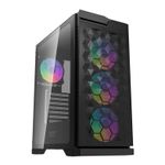 Gabinete Gamer Aigo Darkflash DK361, ARGB, Lateral de Vidro, Com 4 Fans, DK361-BK