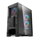 Gabinete Gamer Aigo Darkflash DK361, ARGB, Lateral de Vidro, Com 4 Fans, DK361-BK