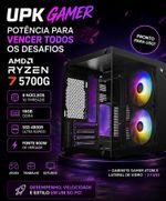 Computador UPK Gamer AMD RYZEN 5700G, 16GB DDR4, SSD 480GB, Fonte 600W