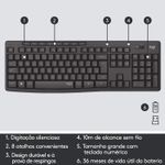 Teclado e Mouse Logitech Wireless MK295 Silent