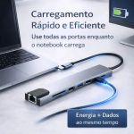HUB USB Tipo C, 8 em 1, HDMI, RJ45, USB 30, SD, Micro SD, TF, USB-C PD 87W