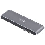 HUB USB Tipo C,  7 em 2 - 2x USB 3.0 + Leitor Cartão SD TF + HDMI + Thunderbolt 3 + Power Delivery 100W - HC-72