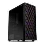 Gabinete Gamer Mancer Hexer, Rainbow, Lateral de Vidro, Com 3 Fans, Preto, MCR-HEX-RB01