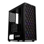 Gabinete Gamer Mancer Hexer, Rainbow, Lateral de Vidro, Com 3 Fans, Preto, MCR-HEX-RB01