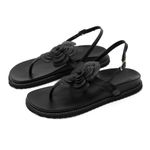 Flat Sandal Couro Palma Preto