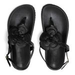 Flat Sandal Couro Palma Preto