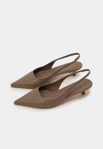 Scarpin Slingback Couro Cinza Queimado Salto Fino