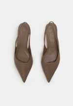 Scarpin Slingback Couro Cinza Queimado Salto Fino