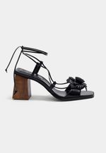 Sandália Flor Couro Preto 