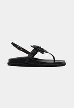Flat Sandal Couro Palma Preto