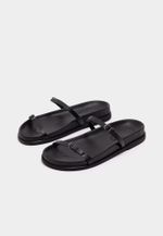 Slide Stripes Couro Preto