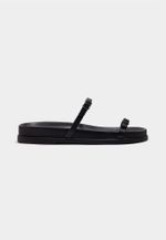 Slide Stripes Couro Preto