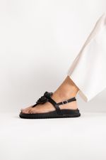 Flat Sandal Couro Palma Preto