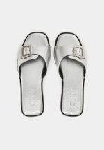 Flat Fivela Couro Cristal Prata