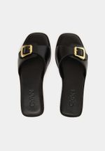 Flat Fivela Couro Preto