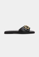 Flat Fivela Couro Preto