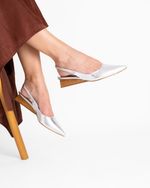Scarpin Slingback Madeira Lina Cristal Prata