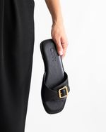 Flat Fivela Couro Preto