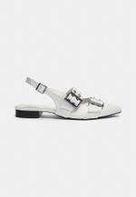 Sapatilha Slingback Ilhoses Couro Off White 