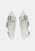 Sapatilha Slingback Ilhoses Couro Off White 