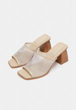 Tamanco Couro Tela Off White