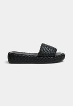 Slide Couro Tulipa Tressê Preto