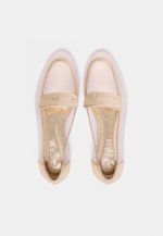 Mocassim Couro Tela Ouro Light  