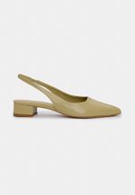 Scarpin Slingback CYAN Verde Cinder Salto Médio Bloco