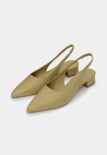 Scarpin Slingback CYAN Verde Cinder Salto Médio Bloco
