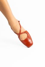Sapatilha Matilde Couro Vermelho Queimado