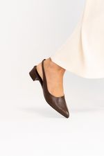Scarpin Slingback CYAN Cacau Salto Médio Bloco