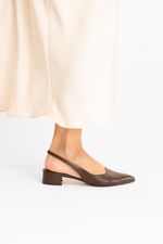Scarpin Slingback CYAN Cacau Salto Médio Bloco