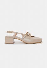 Ballet Mary Jane Salto Bloco Couro Cinza