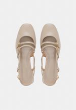 Ballet Mary Jane Salto Bloco Couro Cinza