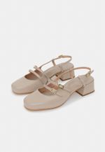Ballet Mary Jane Salto Bloco Couro Cinza