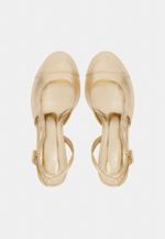 Scarpin Boneca Salto Bloco Couro Ouro Light