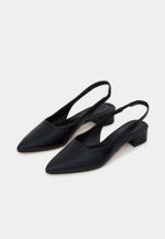 Scarpin Slingback CYAN Preto Salto Médio Bloco