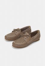 Mocassim Dockside Tressê Couro Cinza Queimado