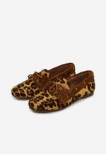 Mocassim Dockside Couro Estampado Onça