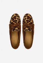 Mocassim Dockside Couro Estampado Onça
