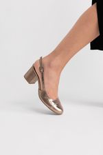 Scarpin Boneca Salto Bloco Couro Prata Velho 