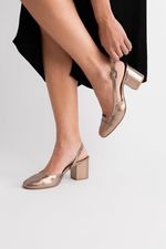 Scarpin Boneca Salto Bloco Couro Prata Velho 