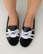 Tênis Ballet Couro Preto e Branco 
