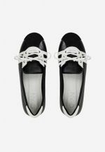 Tênis Ballet Couro Preto e Branco 