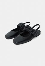 Sapatilha Ballet Franzida Couro Preto